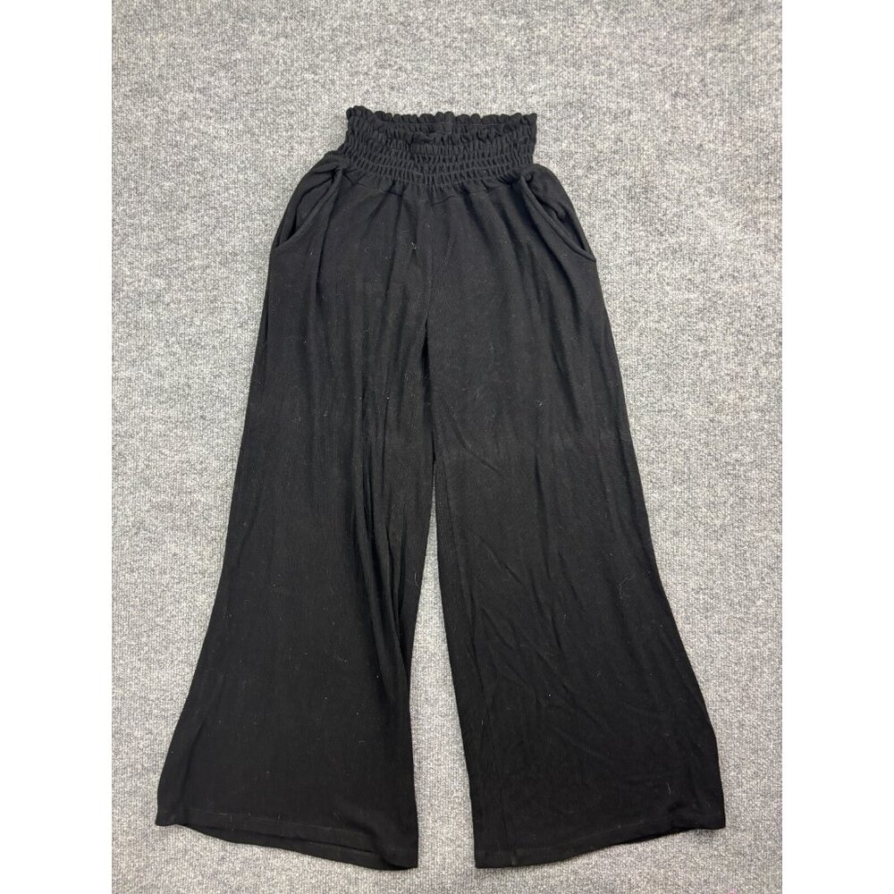 LNA California Wide Leg Pants Women's M Black Terry Cloth Pul On Sweatpant‎